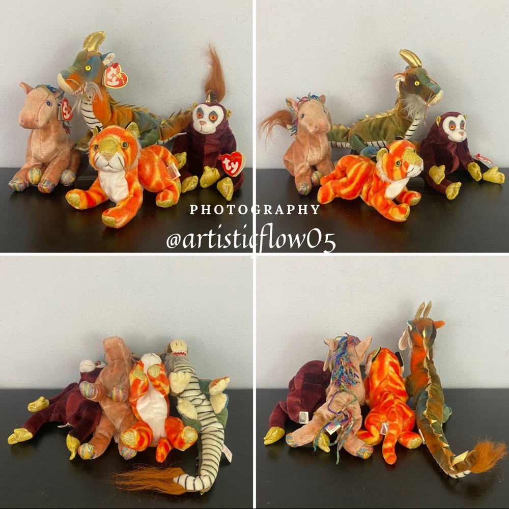 NEW! RARE! Vintage! 2000 TY Beanie Baby - Zodiac Dragon, Monkey, Horse, & Tiger - Picture 12 of 12